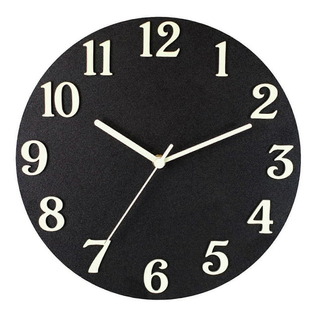 12 inch Luminous Wall Clock Hanging Clock for Living Room Office Wood