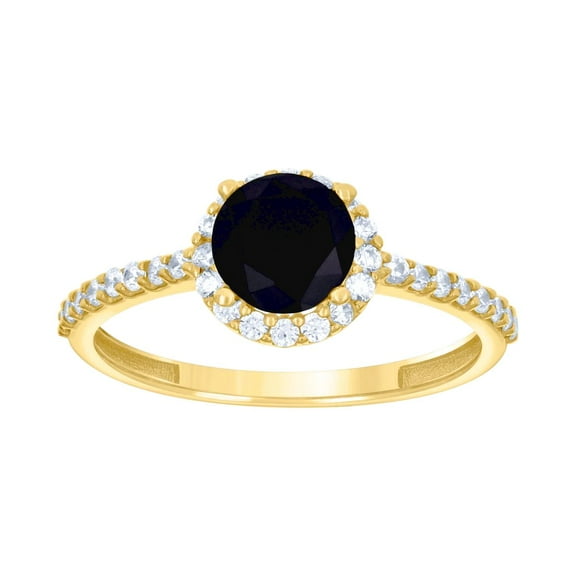 10k Yellow Gold Womens Black White Cubic Zirconia Halo Fashion Ring 7.8x7.8mm Wide Ring for Women