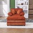 thumbnail image 6 of Tabaray 56.3" Convertible Sectional Sofa w Extra Deep Seats, Modern Corduroy Single Sofa Couch w 2 Toss Pillows & Ottoman, Modular Upholstered Sleeper Daybed for Living Room Apartment Office (Orange), 6 of 7