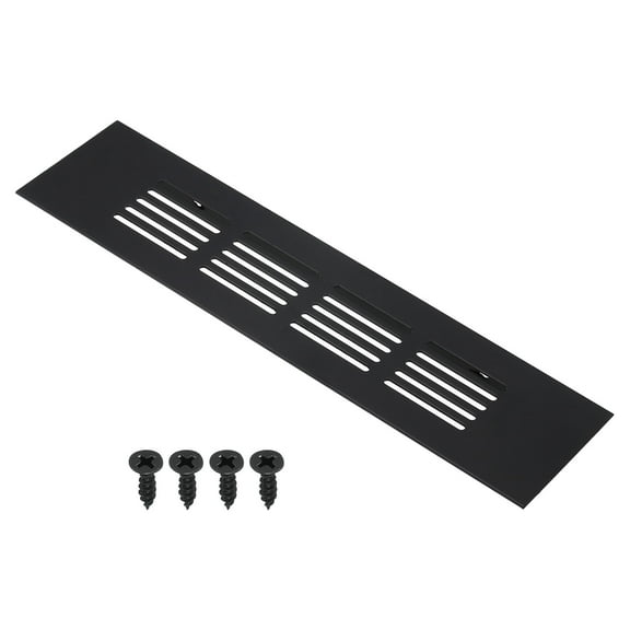 Uxcell 8"x2" Rectangle Air Vent Cover Door Grille Ventilation Cover Louvered with Screws for Cabinet Black