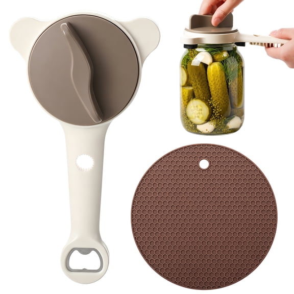 AOWOO 2026 New 4-in-1 Jar Opener - Adjustable Stainless Steel Lid Remover with Silicone Griper for Seniors & Weak Hands, Fits Kitchen Jars, Bottles & Cans