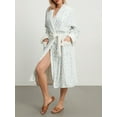 thumbnail image 3 of Gupgi Women Plush Bathrobe Winter Pajama Kimono Floral Print Fleece Long Robe Loungewear Spa Night Robe with Pockets, 3 of 9