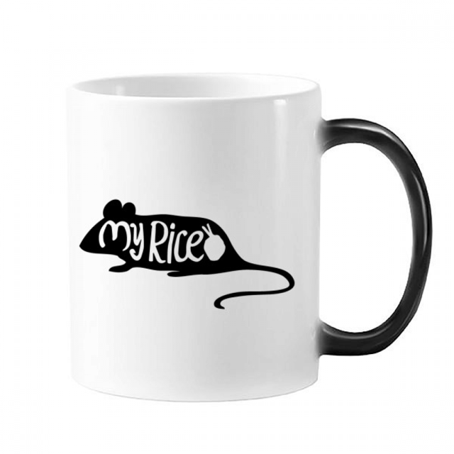 Black Mouse Animal Outline Natural Changing Color Mug Morphing Heat Sensitive Cup With Handles 350ml