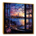 thumbnail image 2 of Designart "NYC Nights A Blue Window Perspective I" Cityscapes Framed Wall Art - Modern Blue New York City Living Room Framed Canvas Art, 2 of 6
