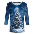thumbnail image 5 of Womens Christmas Shirts Plus Size 3/4 Length Sleeve TShirts Cute Christmas Tree Graphic Printed Blouses Crewneck Tunic Tops Loose Pullover Top, 5 of 5