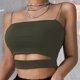 thumbnail image 1 of Señoras Sexy Moda Espagueti Rayas Hueco Corto Top Casual Color puro Camiseta corta Chaleco sin mangas más el tamañopangjing, 1 of 4