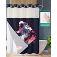 thumbnail image 2 of No Hook Shower Curtain with Snap in Liner, Sports Theme Watercolor Astronaut Skateboard Hotel Shower Curtains for Bathroom, Washable Shower Curtain Liner Set with Mesh Top Window, 60"x72", 2 of 6