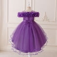 thumbnail image 5 of Rggeeun Toddler Dress For Girls Satin Girl Dress With Puffed Sleeves For Birthday Party Stylish Casual O-Neck Sundress, 5 of 9