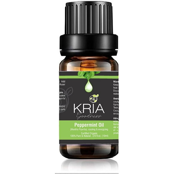 KRIAA Goodness Huile Essentielle de Menthe Poivrée 10ml avec Compte-Gouttes