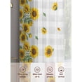 thumbnail image 6 of Farmhouse Vintage Sheer Curtains for Living Room Bedroom, Sunflowers Floral Botanical Grey Plaid Light Filtering Sheer Curtains, Rod Pocket Voile Window Drapes, 2 Panels Set 54"x 45", 6 of 7