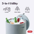 thumbnail image 5 of Keter Side Table Cooler 10.3 Gallon Cooler 3 in 1 Outdoor Patio Table and Ice Chest Storage, Ideal Hot Tub Table, Decor and Outdoor Patio Bar, Portable Bar, Rattan Look Bluish Grey, 5 of 9