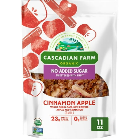 Cascadian Farm Organic Granola, No Added Sugar, Cinnamon Apple Cereal, 11 oz