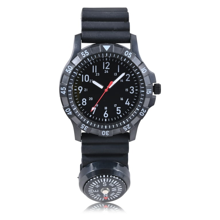 George Adult Male Analog Watch in Black Silicone with Compass 42039WMM Walmart