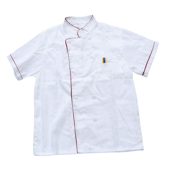 Unisex Summer Short-sleeved Chef Uniform Basical Chef Tops Catering Shirt for Bakery Hotel Restaurant - Size L (White)