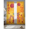 thumbnail image 2 of Happy New Year Sheer Curtains 108 Inch Length 2 Panels for Living Room, Red Yellow Dragon Dance Voile Kitchen Curtain Set, Luxury Privacy Drapes Window Treatment for Bedroom, 2 of 7