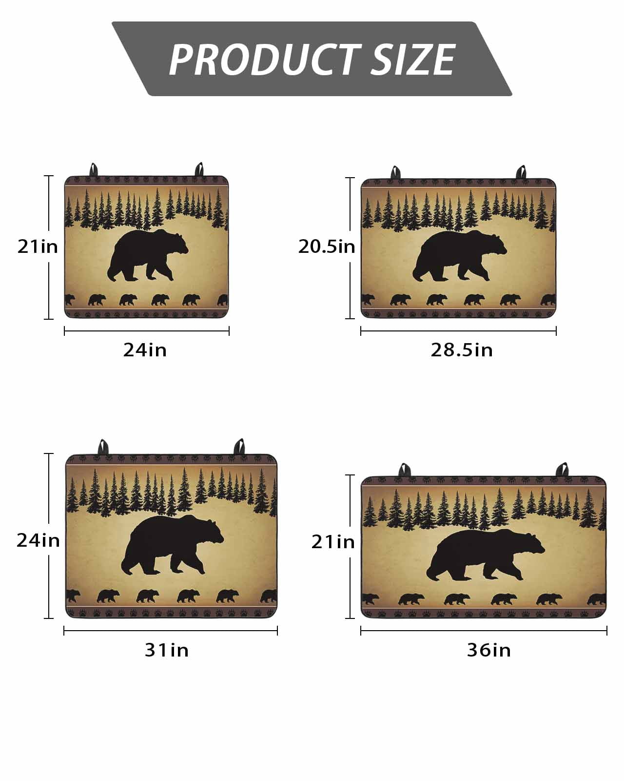 Stove Top Covers for Electric Stove, Black Bear Glass Stovetop Cover Protector, Vintage Animals Farmhouse Pine Brown Forest Induction Cooktop Protector Oven Mat for Kitchen Countertop 24"x21"
