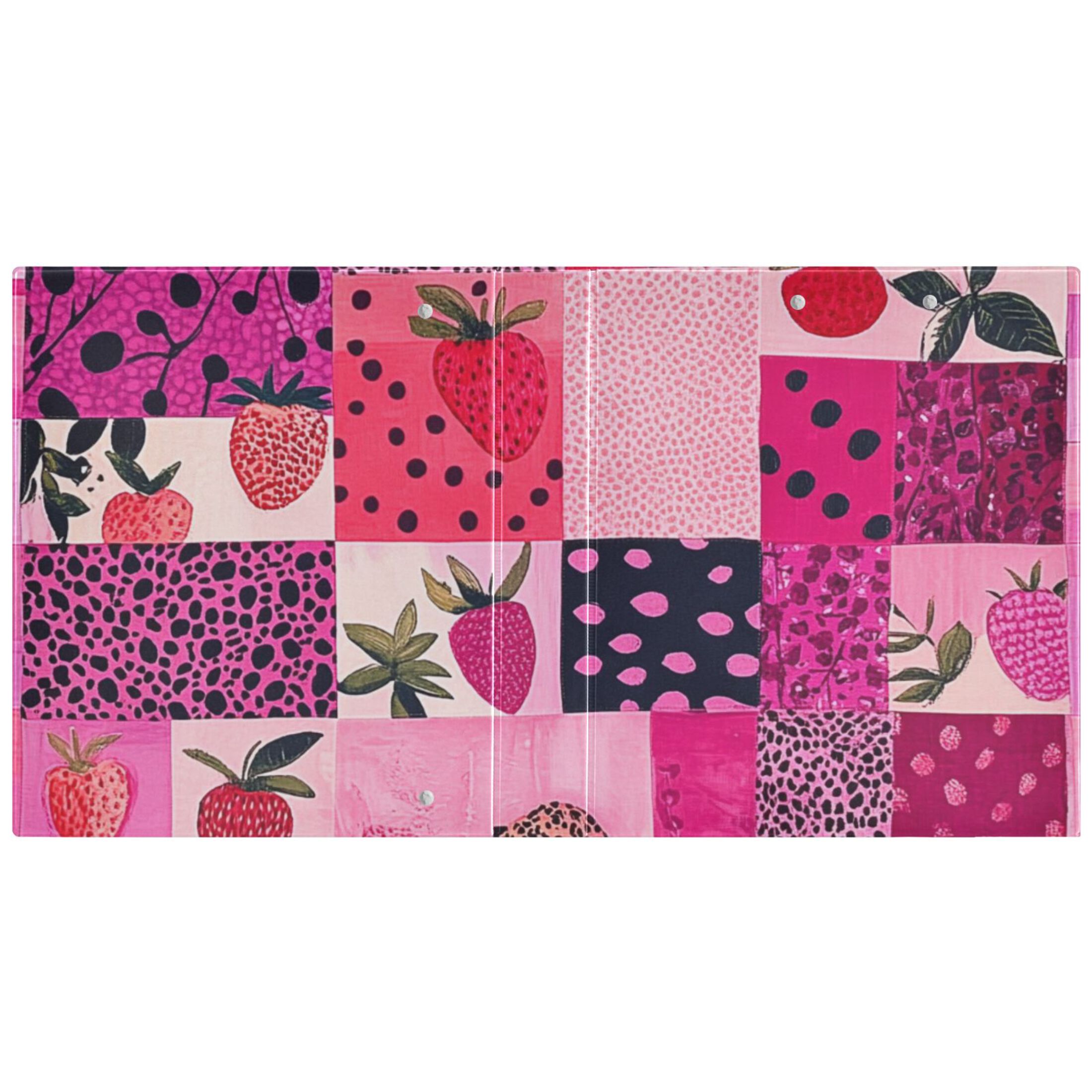 Cubes Pink Straberries 3 Ring Binders 1.5 inch Hardcover File Folders with Interior Pockets A4 Size Organizer for School Office Hospital