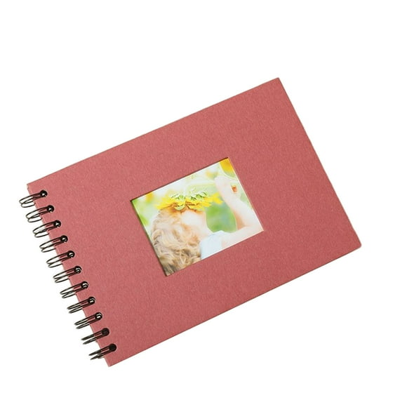 Matsuzay Álbum de fotos en espiral Horizontal, DIY, álbumes hechos a mano, libros de cartón negro, página interior, libro pintado a mano cartulina Rojo/con ventana