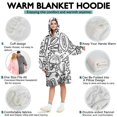 thumbnail image 5 of Black White Football Elements Pattern Wearable Oversized Blanket,Wearable Blanket Hoodie for Adults,Cozy Hooded Blankets with Super Pockets,Super Warm Fuzzy Pullover for Women & Men, 5 of 6