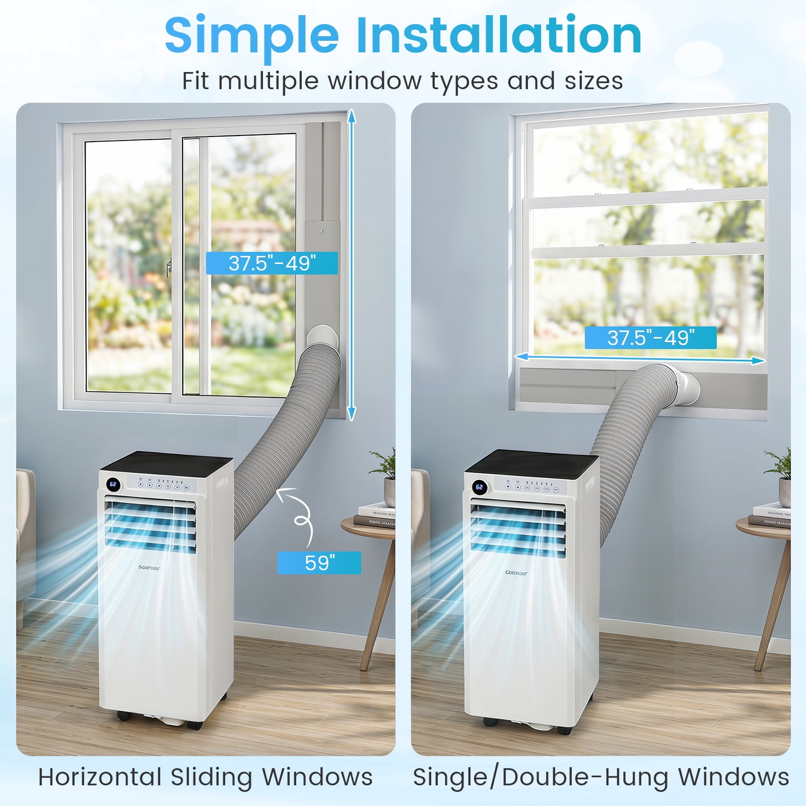 Costway 9000 BTU Portable Air Conditioner,4-in-1 Portable AC Unit with Dehumidifier, Fan