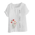 thumbnail image 4 of QUNYINEY Short Sleeve Womens Button Down Shirt Crew Neck Casual Floral Tops Loose Smocked Shirts Women Tops, 4 of 4