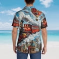 thumbnail image 6 of Daiia Red Train Hot Air Balloon Hawaiian Shirt for Men Gentle Cotton Regular Short Sleeve Casual-Medium, 6 of 9