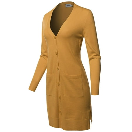 - FashionOutfit Women's Casual Button Up Long-Line Sweater Viscose Knit Cardigan