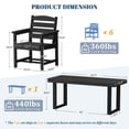 thumbnail image 4 of SERWALL 5-Piece Outdoor Patio Dining Set, All-Weather HDPE Table and Chairs, Rectangular Table with Umbrella Hole, Seats 4, Low Maintenance,Black, 4 of 11