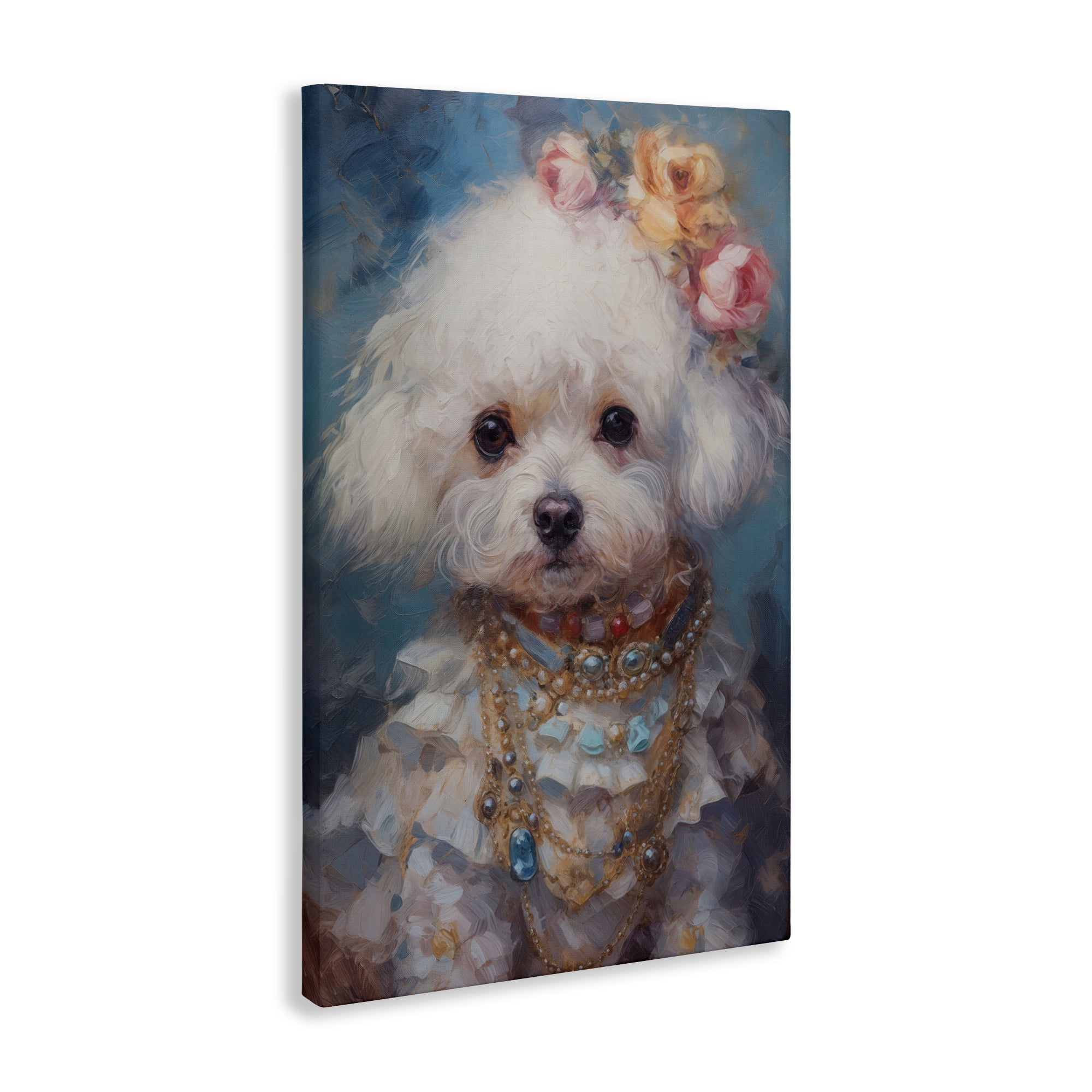Stupell Industries Victorian Era Bichon Frise Canvas Wall Art design by Wumples, 45 x 30
