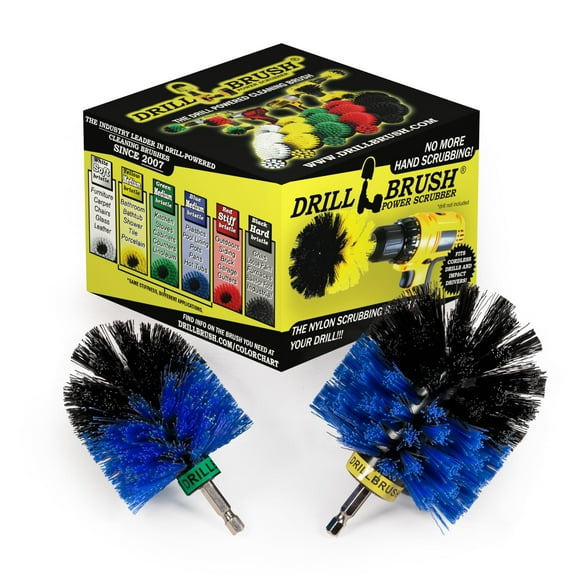 Drillbrush Blue Drill Powered Scrubbing Brush Heads - Professional Boat Detailing Accessories - Tank Scrubbing Brush Kit - Boat Hull Cleaning Tools