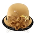 thumbnail image 3 of Elegant Net Fabric Fisherman Hat for Women Woolen Autumn Winter Round Top, 3 of 6