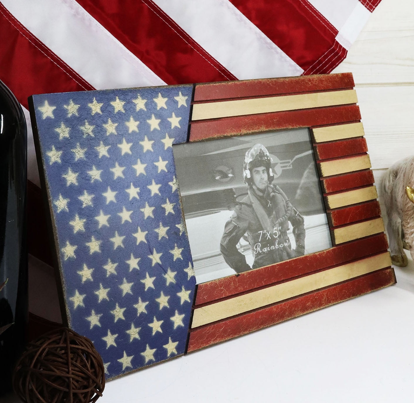 American Flag Hero Independence 4X6 Resin Piture Frame 