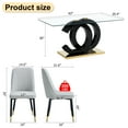 thumbnail image 7 of LUFTUT 7-Piece Glass Dining Table Set for 6, 63" Modern Rectangular Kitchen Table with Black OC-Shape Base & Gold Trim, Contemporary Dinner Set with 6 Light Grey PU Chairs, 7 of 7