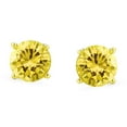 thumbnail image 2 of Bling Jewelry Womens Sterling Silver 2CT Solitaire Round Canary Yellow CZ Stud Earrings Screw Back 8MM 14K Gold Plated, 2 of 5