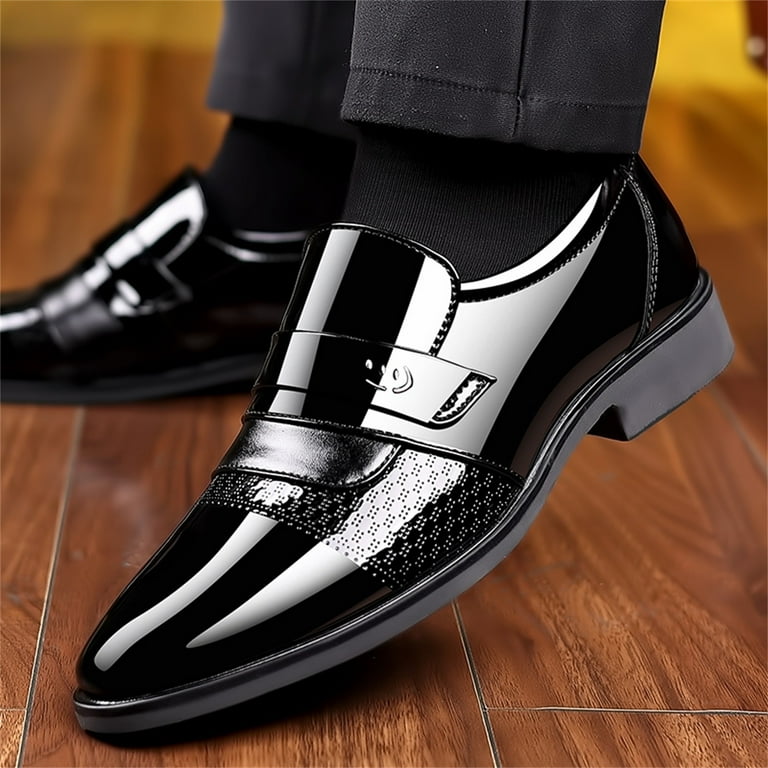 HSMQHJWE Men'S Orthopedic Shoes Men Non Slip Work Shoes Restaurant Fashion  Summer And Autumn Men Leather Shoes Low Heeled Pointed Toe Slip On Business