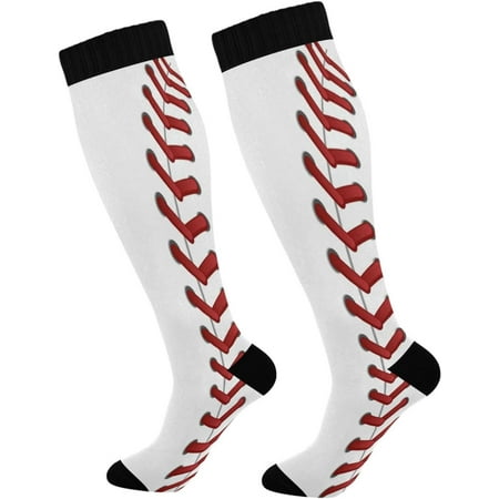 

Hyjoy Cool Baseball Compression Socks for Women Men Knee High Stockings for Athletic Sports Running Travel (20-30mmHg)