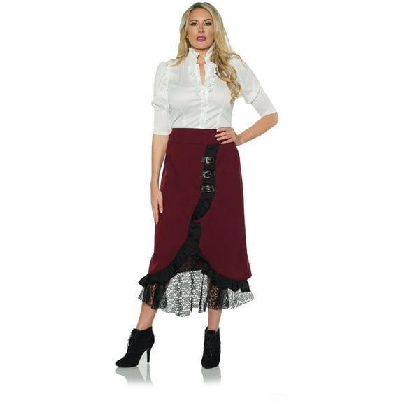Women's Steampunk Maiden Burgundy Lace Skirt Costume Large 12-14