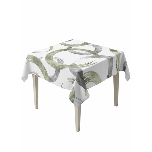 Sage Green Grey Table Cloth, Geometric Circle Modern Abstract Simple Art Waterproof Tablecloth for Square Tables, Reusable Washable Fabric Table Cover for Restaurant Kitchen Dining Tables 60"x60"
