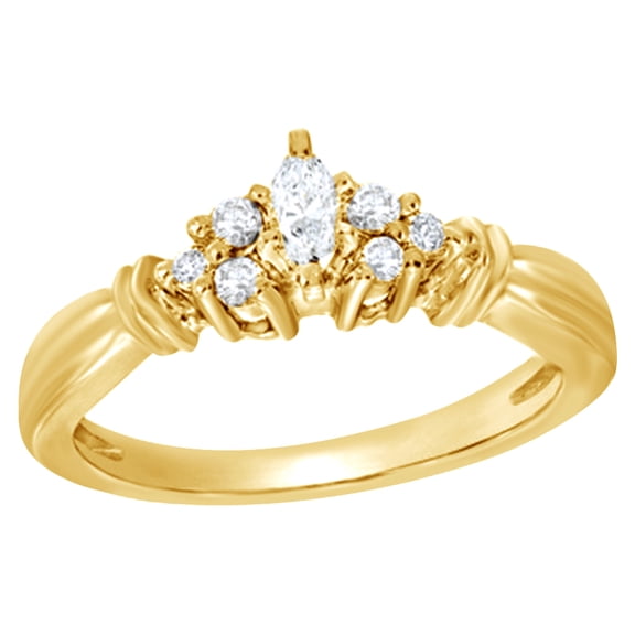 White Natural Diamond Collar Promise Ring In 14k Yellow Gold (0.25 Cttw)