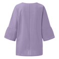 thumbnail image 5 of SDNall Women'S Cotton and Linen T-Shirt Fashion Summer V Neck Leisure Three-Quarter Sleeve Solid Tops Cotton Linen Tops for Women (Purple, Sizes XXXL-XXXXXL), 5 of 9