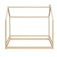 thumbnail image 4 of Gewnee Twin Size Floor Bed, Wood Twin House Bed with Rails for Toddler Kids,Natural, 4 of 8