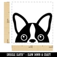 thumbnail image 2 of Peeking Boston Terrier Dog Self-Inking Rubber Stamp Ink Stamper - Lime Green Ink - Small 1 Inch, 2 of 7