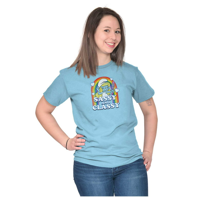 Smurfette Sassy Classy Smurf Rainbow Women's Graphic T Shirt Tees