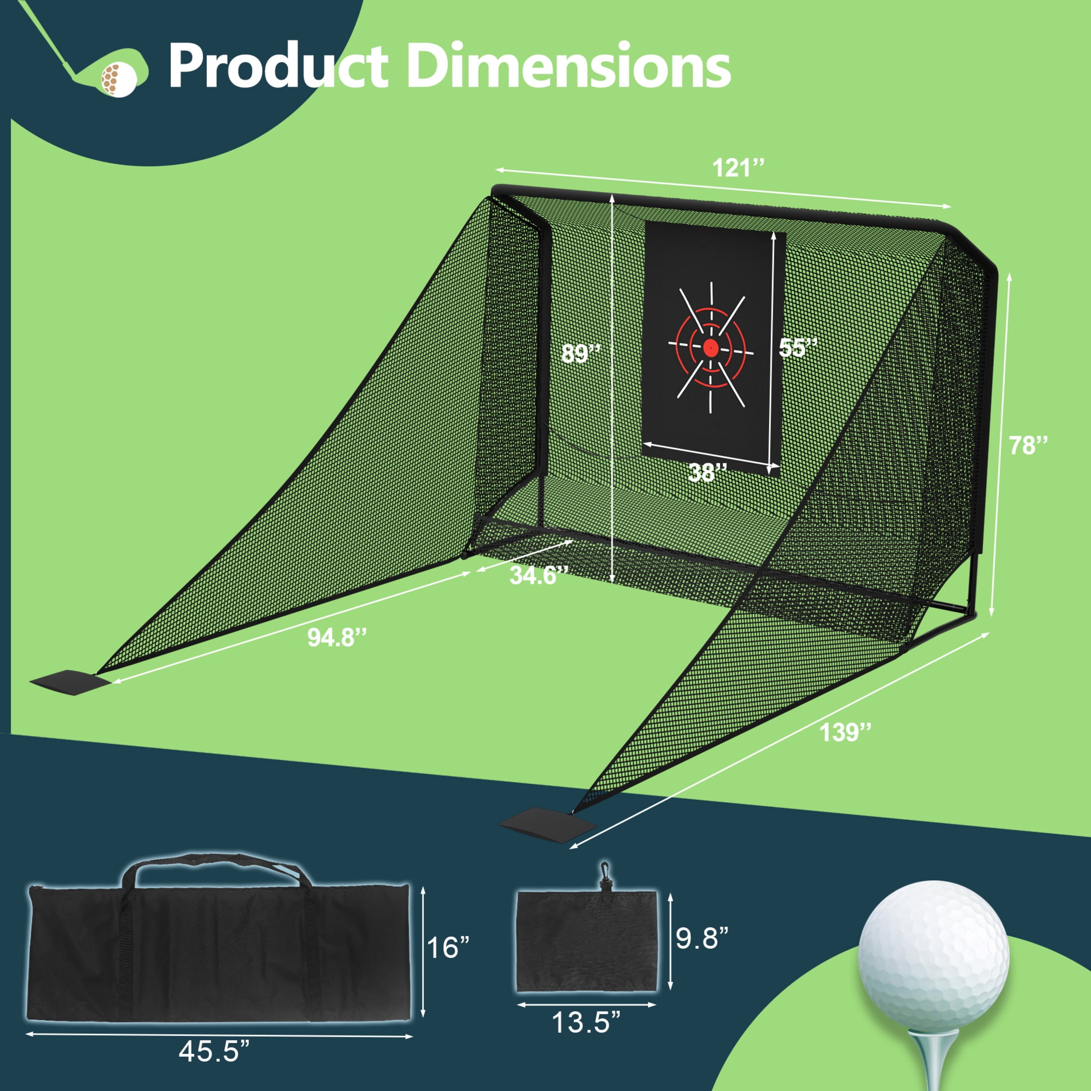 Noble House Outdoor 10x7 FT Golf Practice Net with Auto Ball Return and Carry Bag, Durable Hitting Net, Black