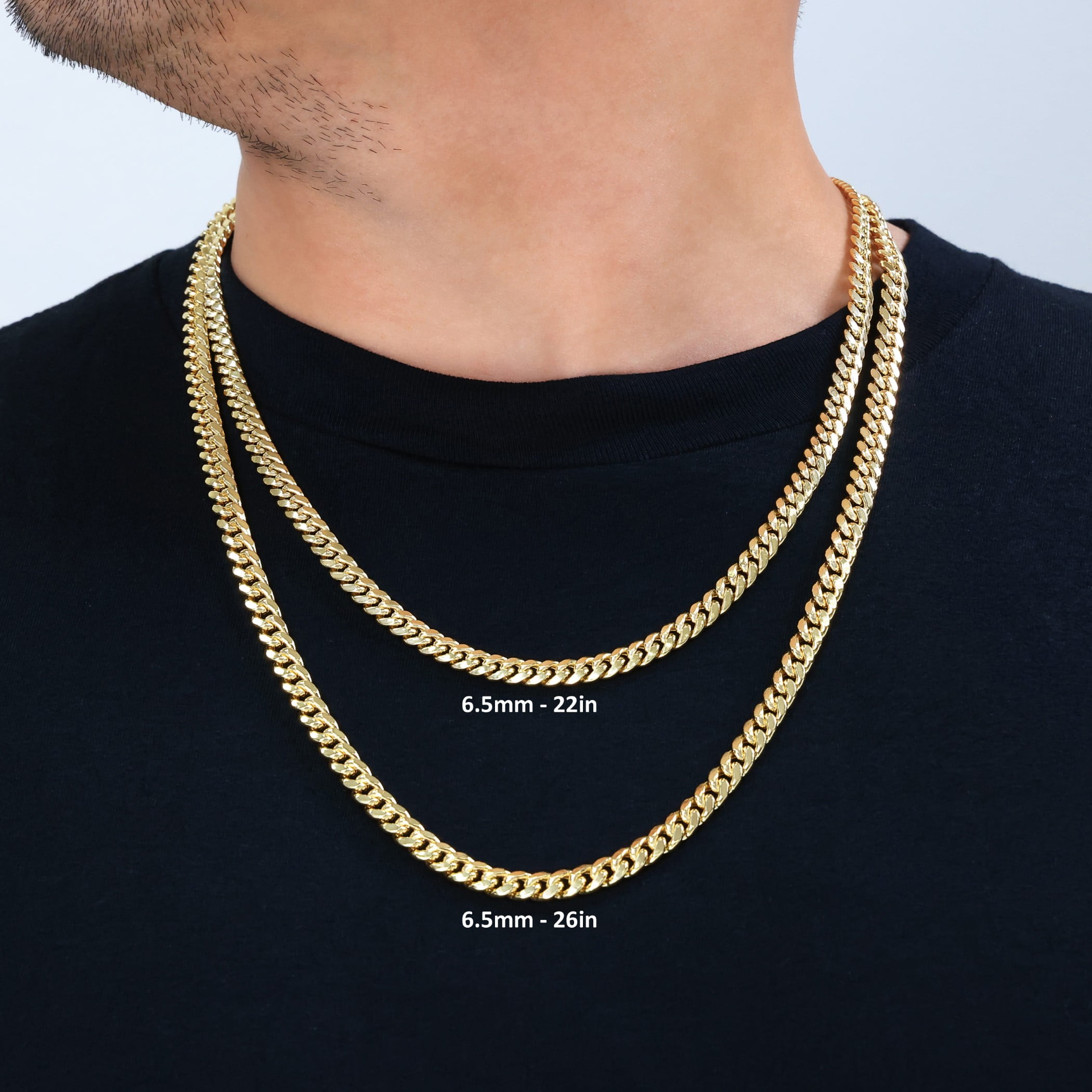 Nuragold 10k Real Yellow Gold Miami Cuban Link 6.5mm Chain Necklace (16"-30") Italian Jewelry for Men & Women