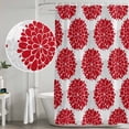 thumbnail image 4 of Polyester Fabric Red Dahlia Shower Curtain, Vintage Country Grey Abstract Flowers Floral Waterproof Bathtub Curtain Bathroom Decor Set with Hooks 60 x 72 Inches, 4 of 6
