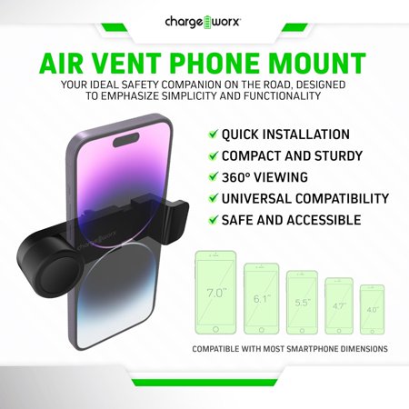 Chargeworx - Universal Air Vent Mount for Most Cell Phones - Black