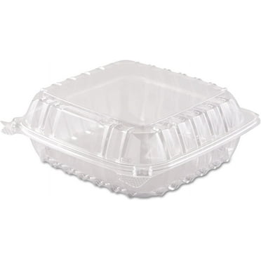 DART C90PST1 ClearSeal Hinged-Lid Plastic Containers 8 3/10 x 8 3/10 x 3 Clear 250/Carton