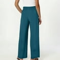 thumbnail image 7 of ClodeEU Women's Linen Blend Pant ,Mid Waist Elastic Waist Wide Leg Pant,Loose Fit Casual Trousers Blue,Womens Plus M, 7 of 7