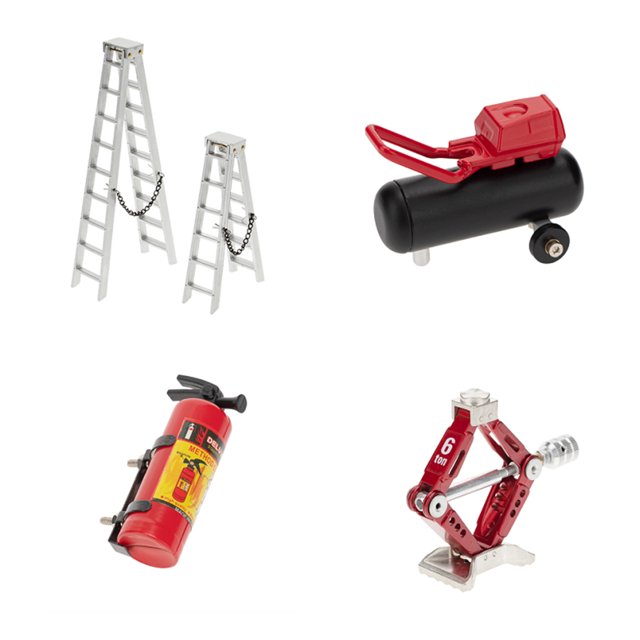 Jack de elevación de extintor de incendios Herramienta de decoración de actualización duradera 1/10 Accesorios RC RC Conjunto de 5 piezas para automóvil de escalada simulada D Tipo Inevent FN001639-04